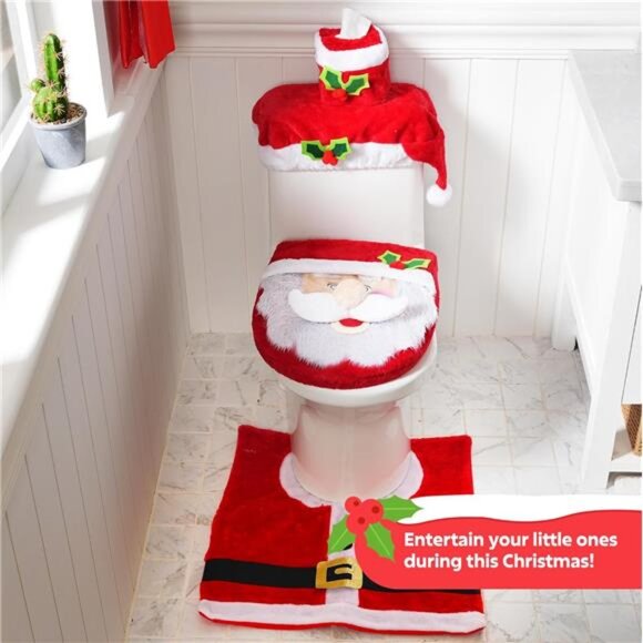 5-Piece Christmas Bathroom Set - Toilet Accessories - Picture 6 of 8